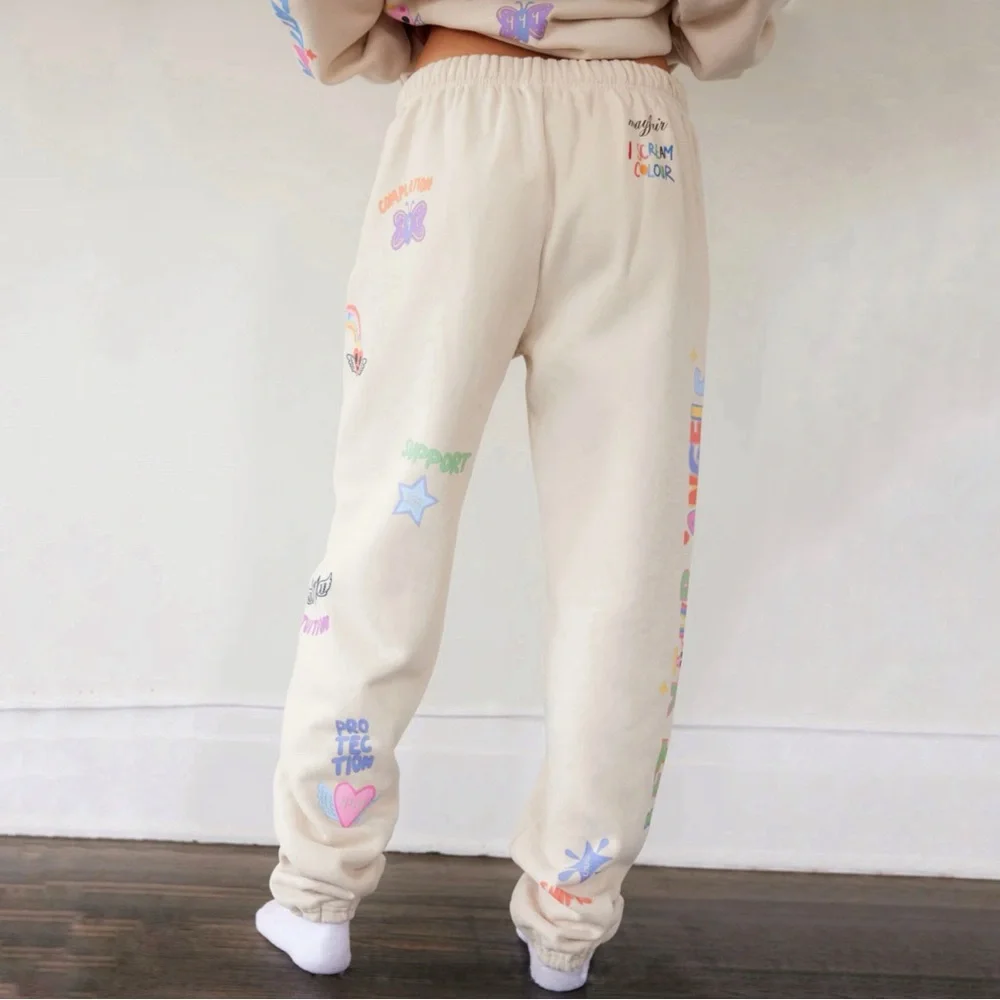 THE MAYFAIR GROUP I SCREAM COLOUR CREAM DRAWING ANGELS ALL AROUND YOU SWEATPANTS - Picture 12 of 15